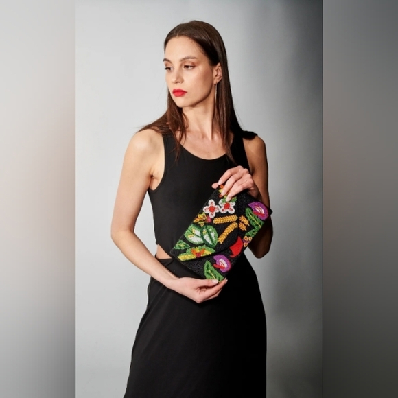 Aratta Handbags - Aratta Fantasy Hand Embellished Clutch/ Crossbody Chain Bag. SOLD OUT STYLE.